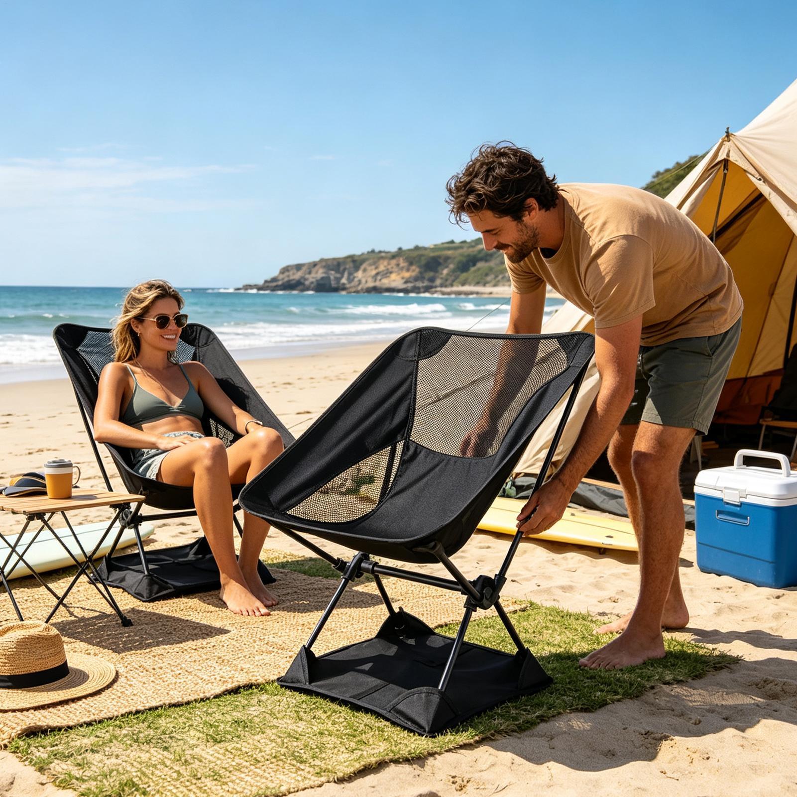 Outdoor Sport Chairs - Oxford Cloth Anti-Sink Camp Chair Ground
