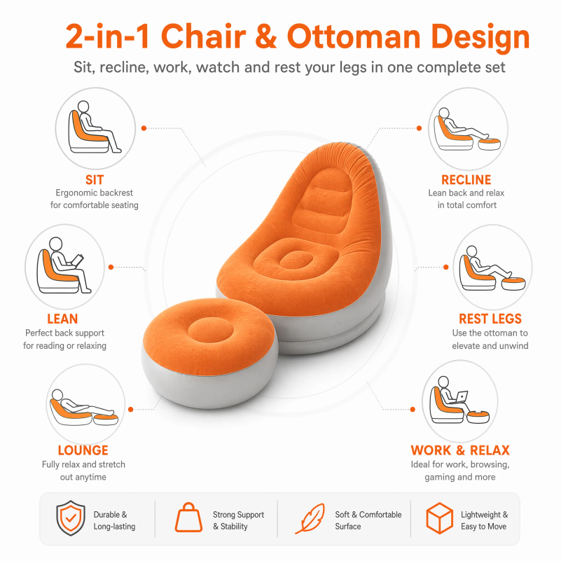 Flocking Inflatable Lazy Sofa  - đánh giá và giá Outdoor Sport Chairs