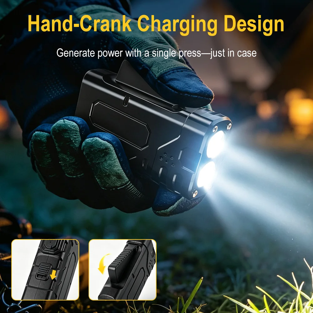 BORUIiT Hand Crank EDC LED Fla - đánh giá và giá Outdoor Sport Lights